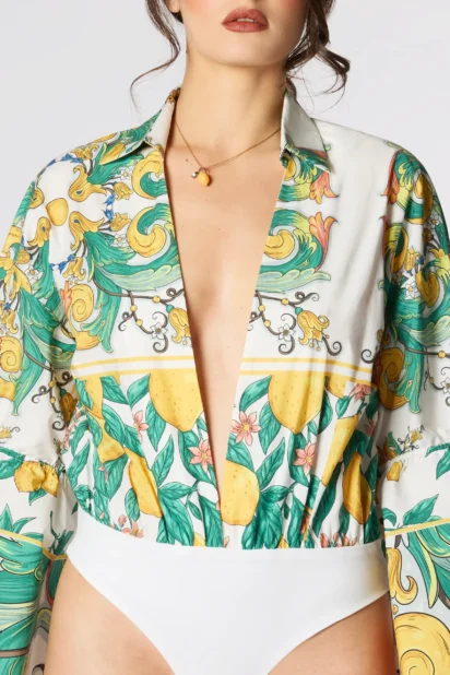 Printed shirt bodysuit