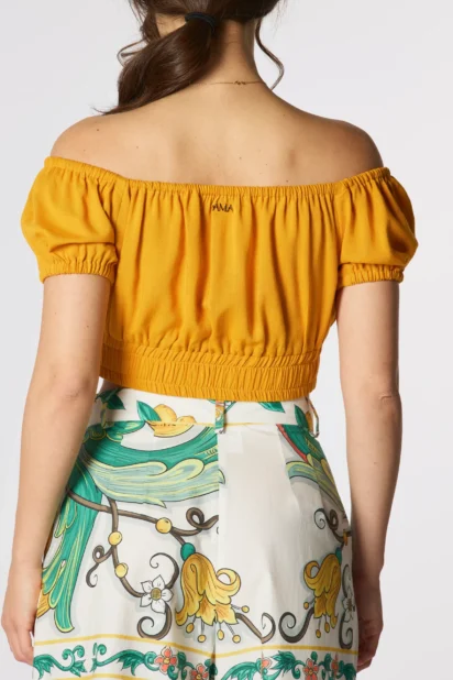 Ochre linen and viscose top "Solaria" - Image 2